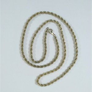 Rope chain vintage gold plated costume jewelry chain 12 in.